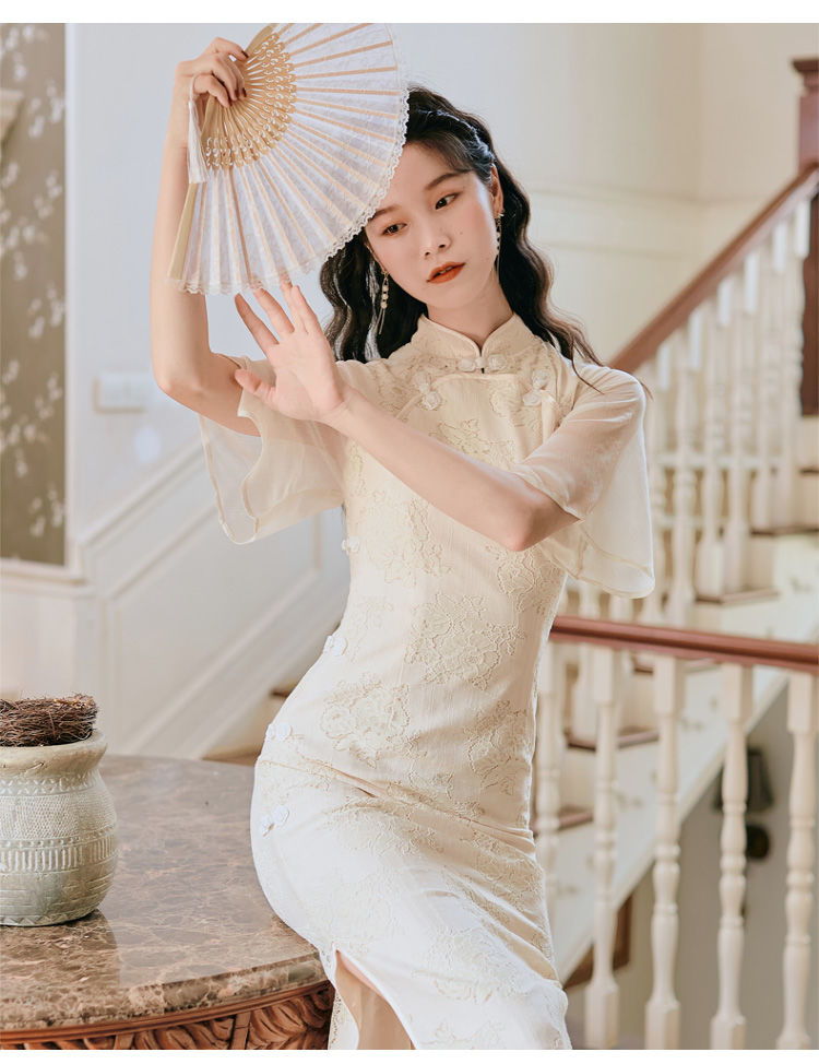 新款春夏旗袍开叉长款改良版中国风女装汉服旗袍女学生复古高雅年轻