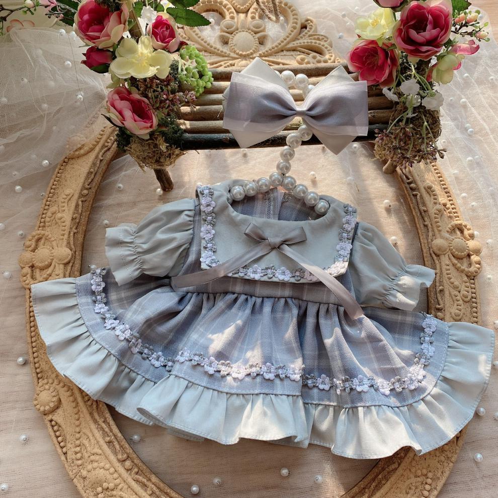 棉花娃娃衣服裙子xmya20cm棉花娃娃裙子灰色格子新版星黛露衣服虎年