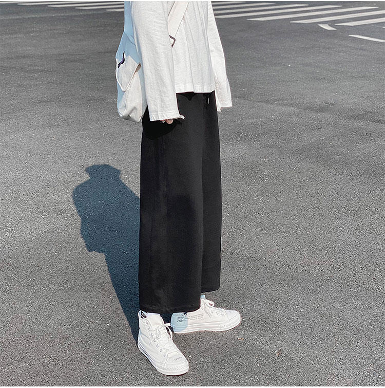 阔腿裤ins学生宽松9分裤韩版潮流休闲百搭男女日系直筒高腰运动裤灰色