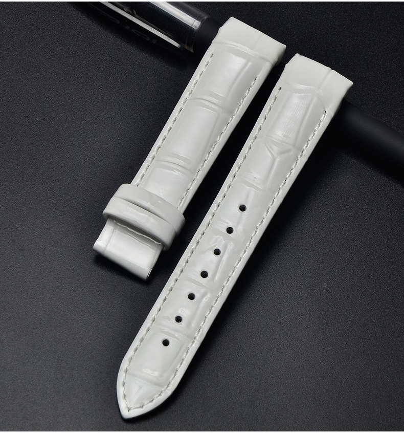 适用于天梭1853库图女真皮蝴蝶扣表带红色适用于原装t035207210表带