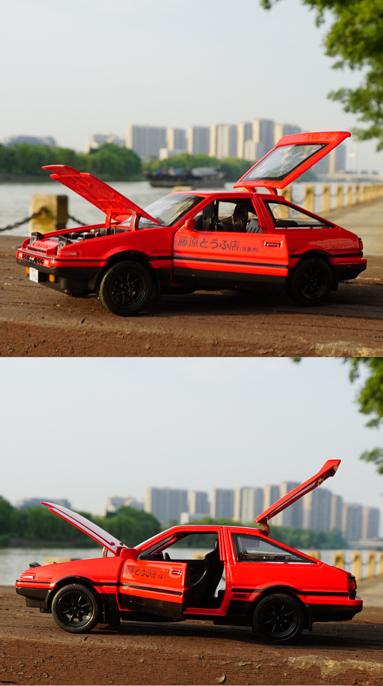 合金汽车模型ae86赛车男生玩具车仿真车模声光回力儿童玩具小汽车