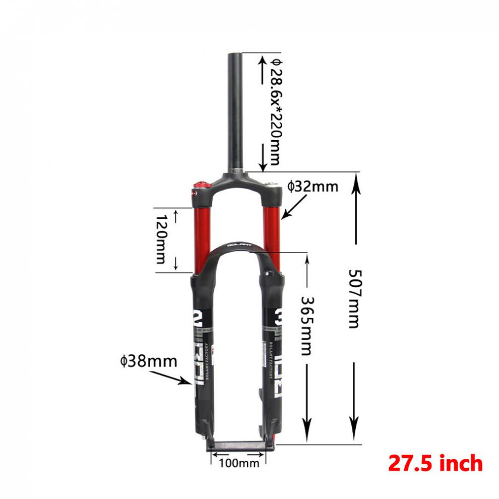 bolany雙氣室前叉減震2627529寸山地車前叉自行車前叉避震氣叉紅色內