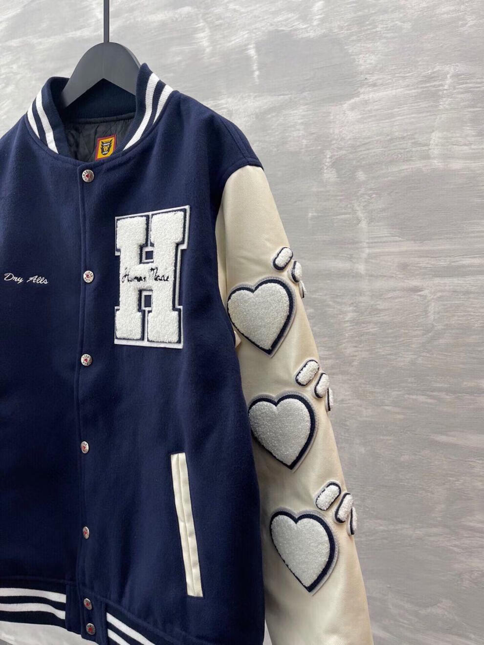 tide humanmade爱心字母刺绣情侣宽松棒球服夹克潮牌夹男女外套 薄款