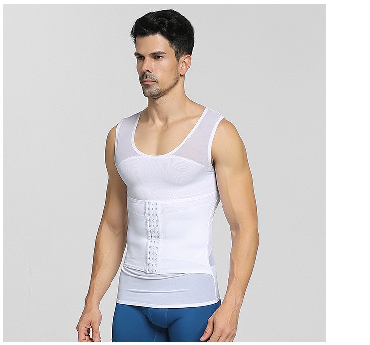 织鸯男士收腹带男士塑身衣收腹带定型束腰隐形束胸塑型衣收肚 白色 m
