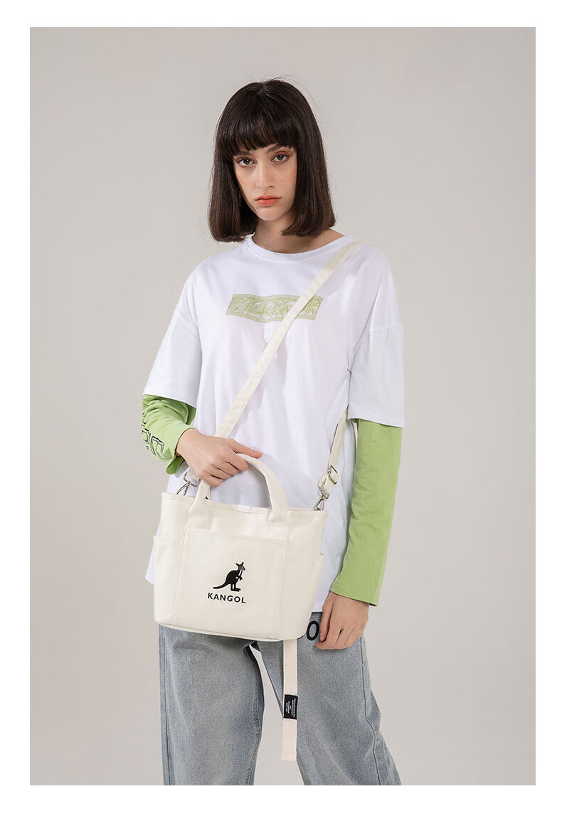 kangol官方帆布包男女手提斜挎单肩饺子包大学生ins韩风百搭深牛仔色