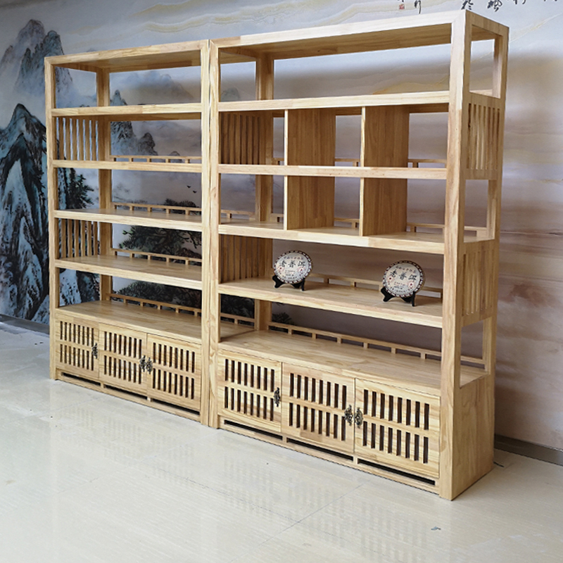 茶叶展示柜实木古董瓷器产品货架中式茶叶柜茶室展示架多宝阁定制
