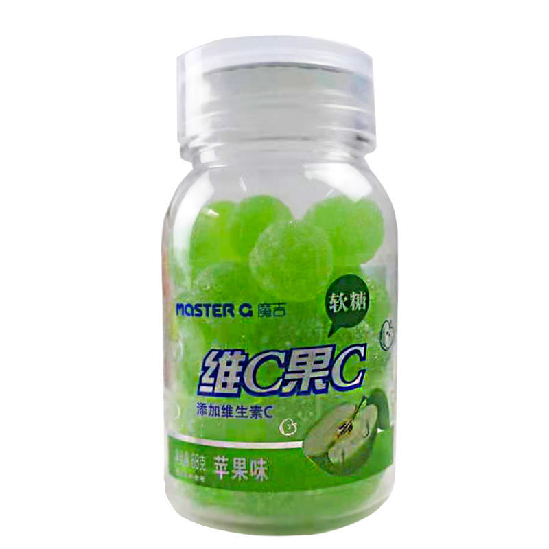 魔吉维c果c果汁软糖qq橡皮糖果罐瓶装水果味儿童怀旧休闲小零食品草莓