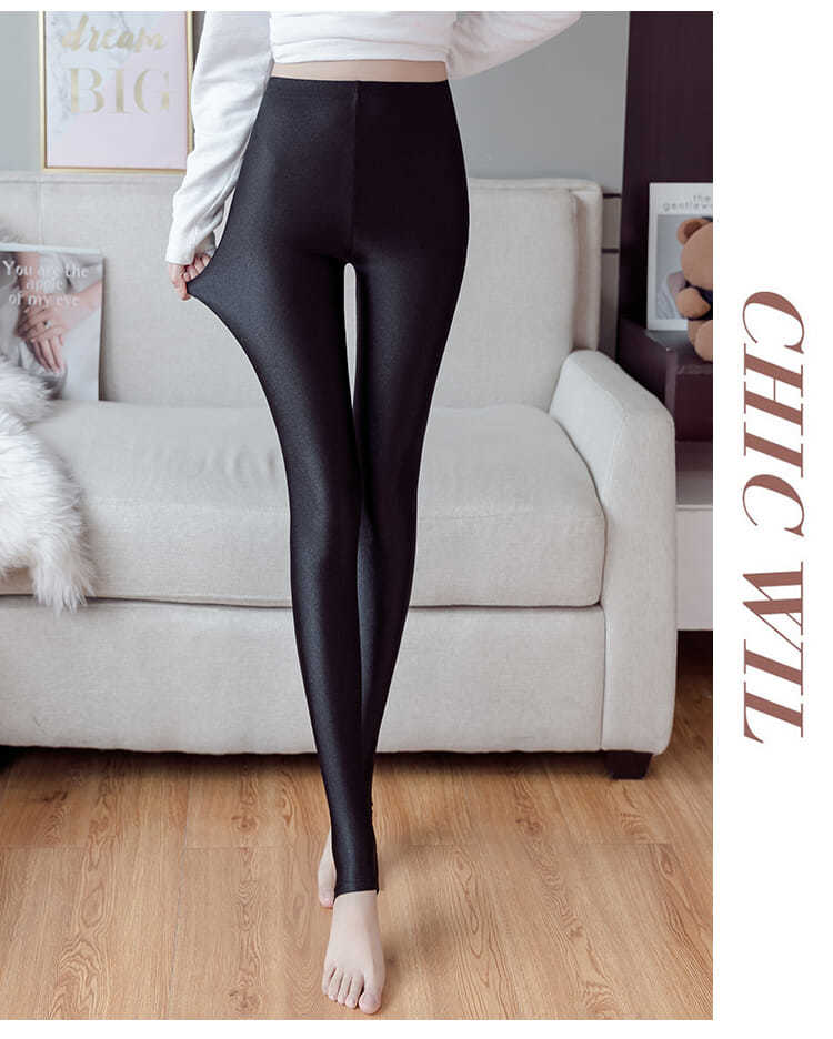 新品春春秋加肥光泽裤外穿高腰修身脚踩裤胖人200斤弹力打底裤高腰薄