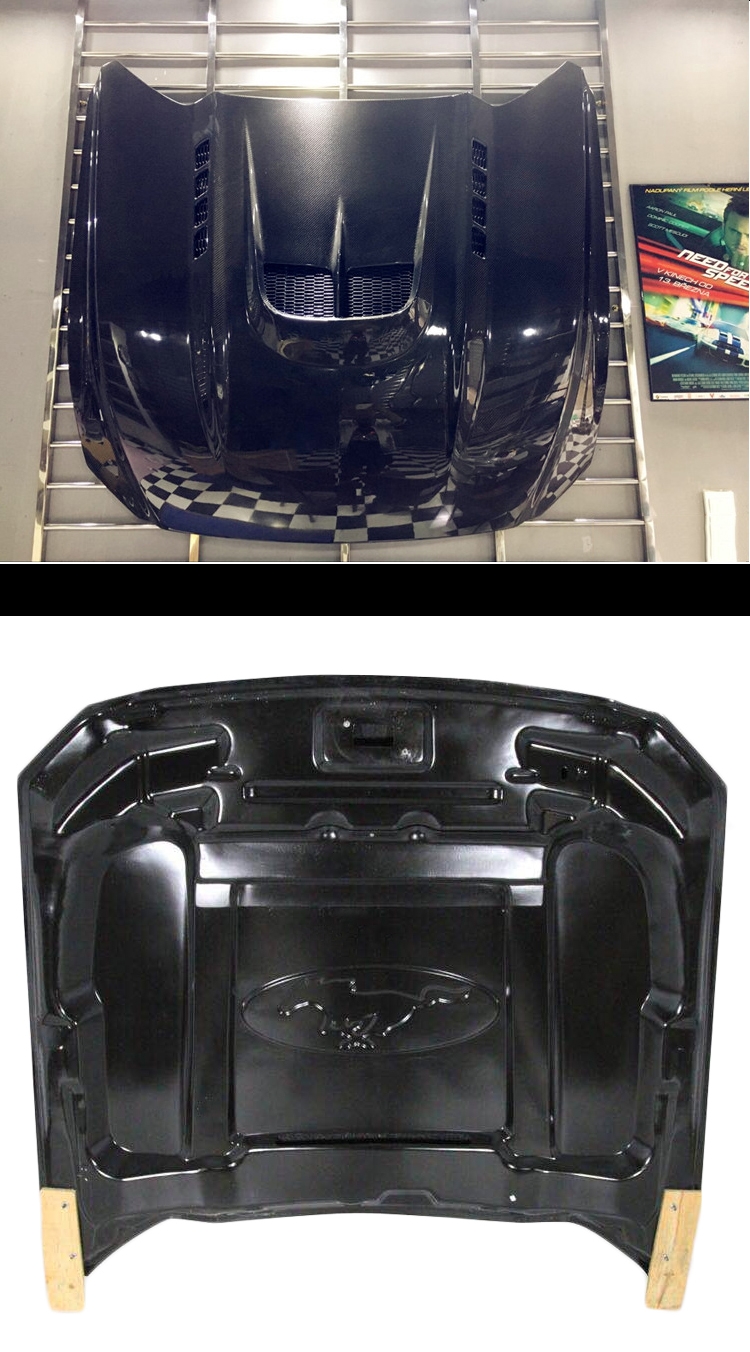 适用于15-17款福特野马mustang改装碳纤维透明机盖gt350引擎盖总成