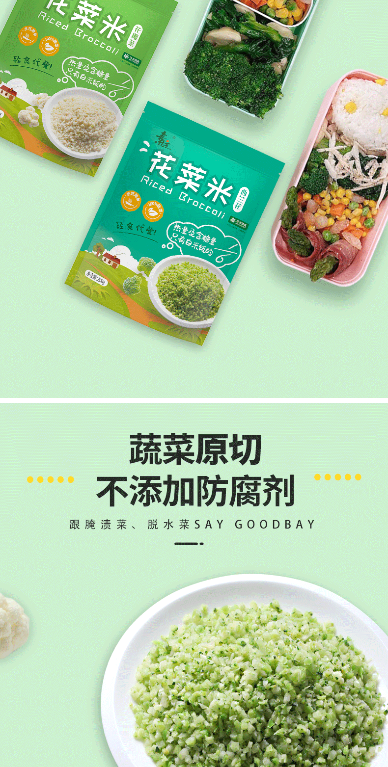 年货节 素坊新鲜蔬菜花菜米5袋花椰菜粒西兰花米饭花菜碎冷冻菜花米1500g 西兰花米2袋 花椰菜米3袋 图片价格品牌报价 京东