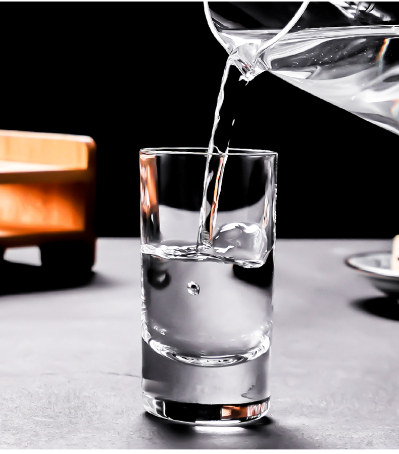 二两白酒杯家用水晶玻璃shot杯直身酒杯100ml带收纳架套装 50ml(一两