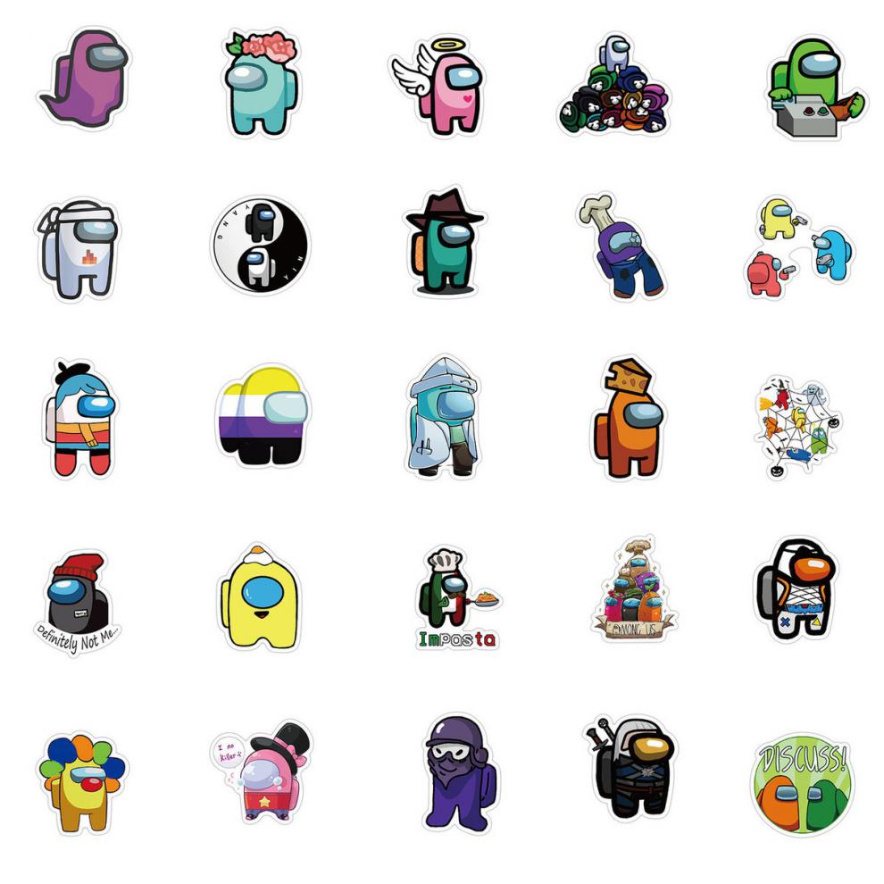 100张游戏太空狼人杀热款amongus涂鸦贴纸手机滑板行李箱笔记本头盔