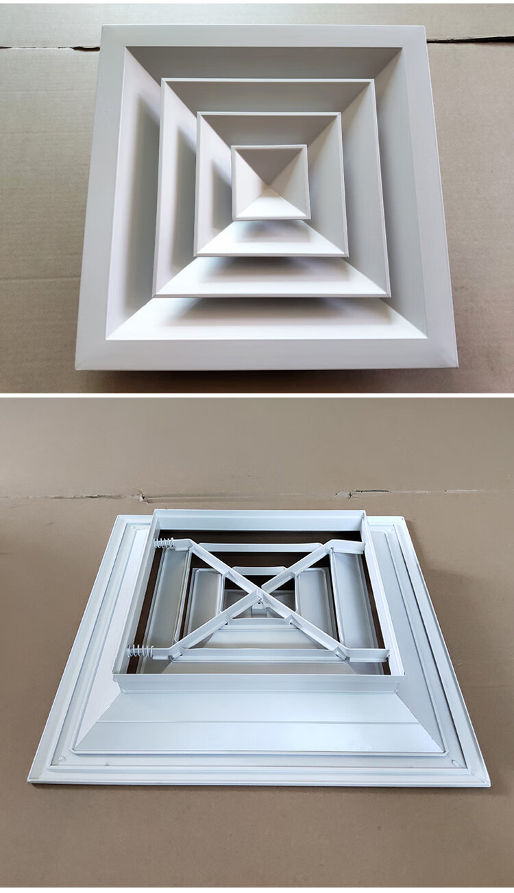鋁合金方形散流器中央空調通風口天花四面百葉窗出風口檢修迴風罩