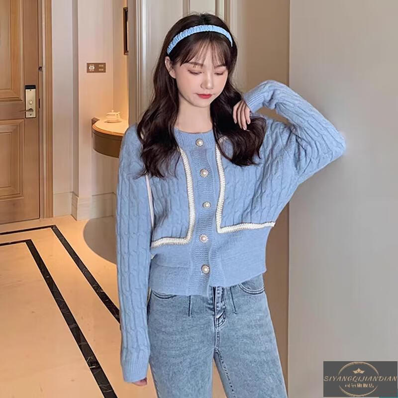 宽松外穿上衣短款今年流行的网红款女生炸街衣服潮流时尚毛线白色均码