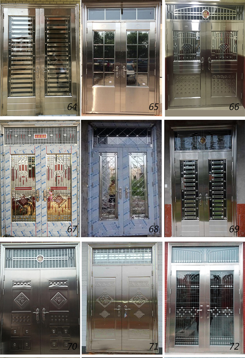 不锈钢门车库楼宇门庭院门304进户大门防盗门室内门别墅入户门浅灰色