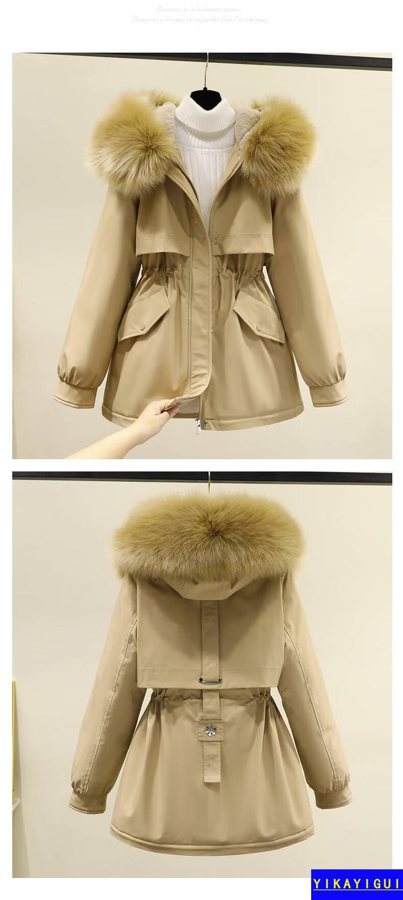 加绒加厚棉服女短款韩版宽松派克服2021年秋冬季新款棉袄外套皮蛋绿xl