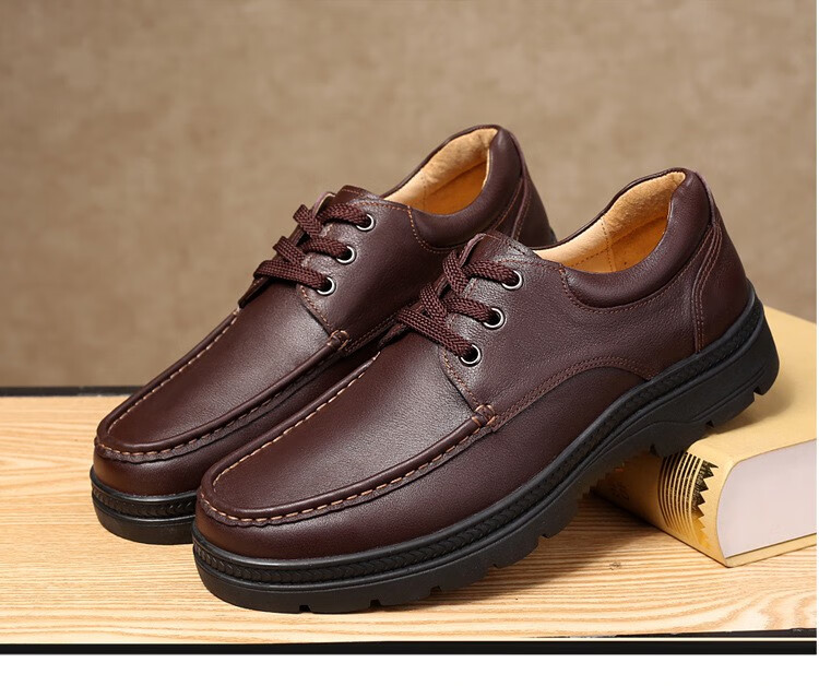 男士平头休闲宽头皮鞋大码头层牛皮加肥加宽男鞋大头鞋宽脚肥胖鞋子