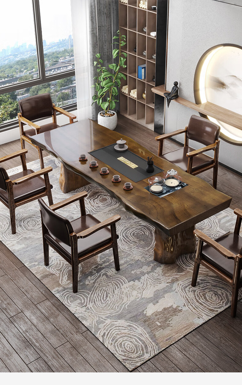 实木茶桌椅组合禅意茶桌原木简约现代功夫泡茶桌子办公室茶台方正椅