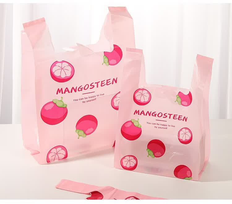 适用于水果菠萝香蕉牛油果图案可爱打包袋商用装外卖的袋子一次性塑料