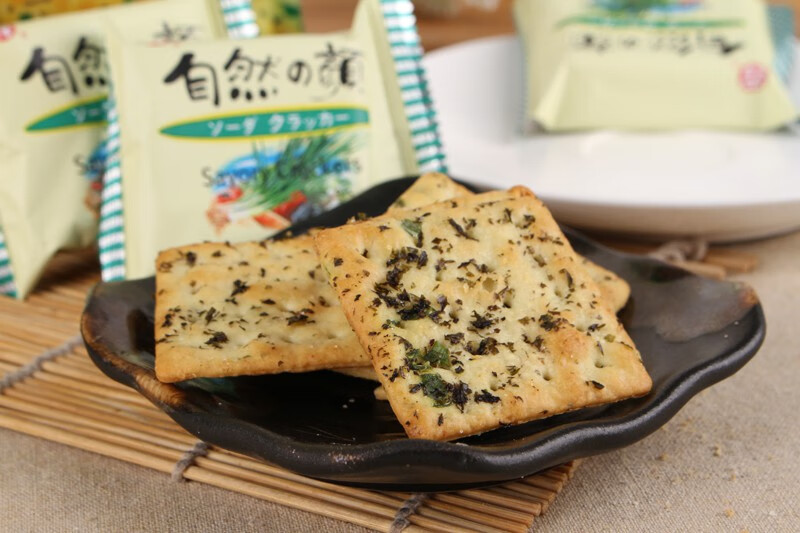 中祥自然之颜紫菜苏打饼干310g鲜奶油蔬菜味咸独立袋装鲜奶油味有糖