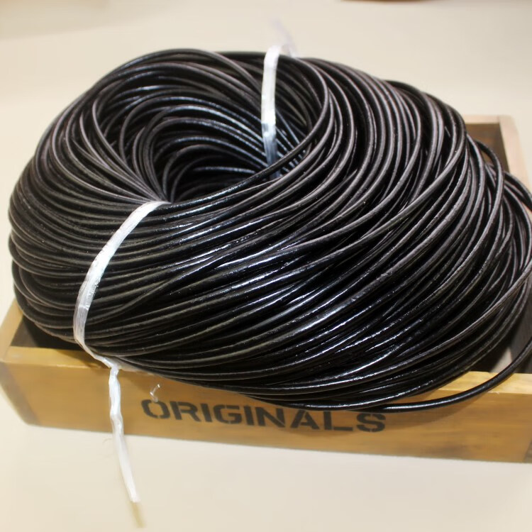 头层黑色真牛皮绳 圆皮绳iy手工材料宠物编织绳手链项链绳串珠线