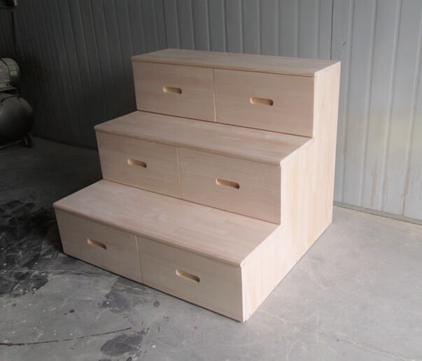 宏仪嘉木梯子实木台阶踏步柜书架储物阳台床边柜移动梯凳两用带抽屉可