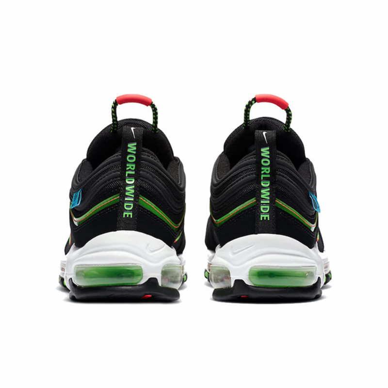 nike耐克air max 97 worldwide全掌气垫男子黑红绿反光气垫运动休闲鞋