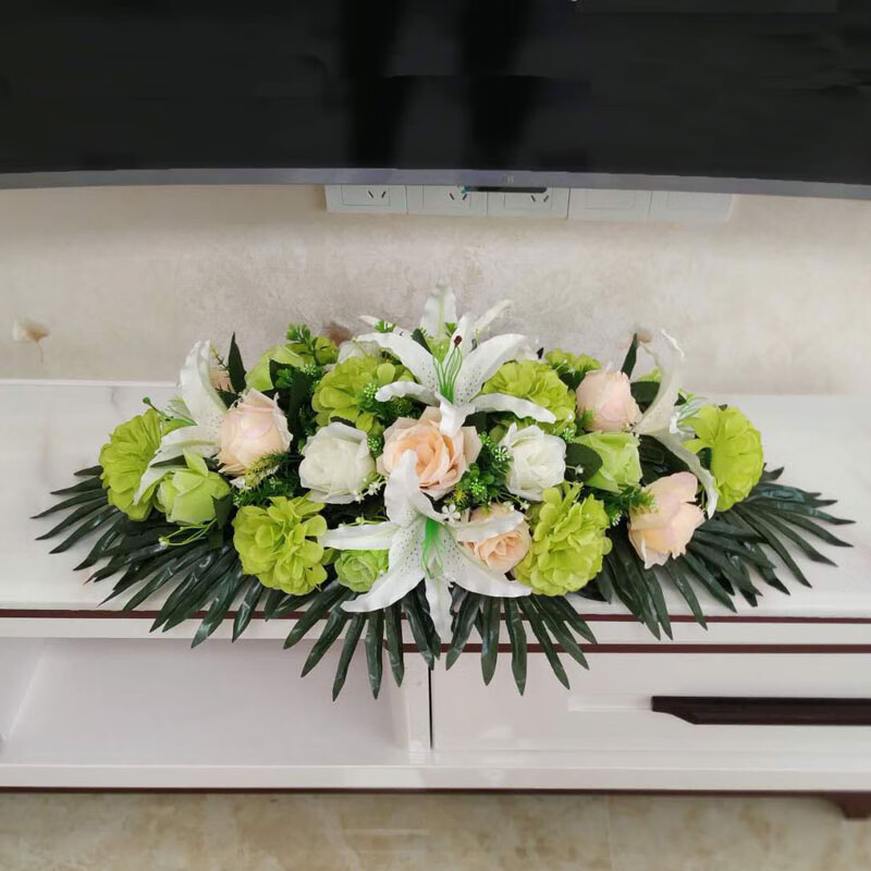 仿真花会议桌花长形商务塑料会议室摆花摆设装饰假花演讲台花60cm长桌