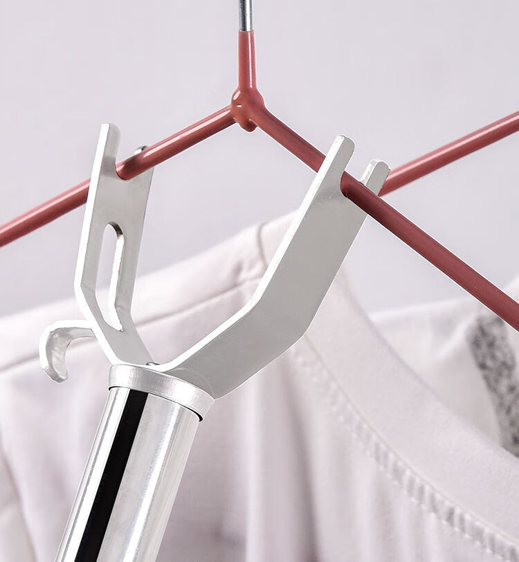 晾衣杆免打孔304不锈钢加厚撑衣杆伸缩晾衣叉晾衣杆家用衣叉杆凉衣杆