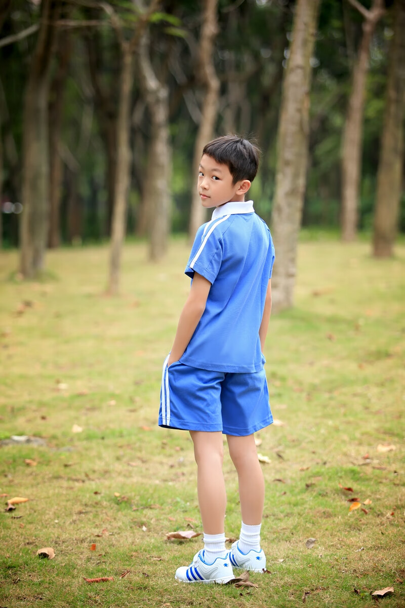 深圳学生上学装备深圳莎臣豹校服小学生夏季运男运动服上衣短裤155cm