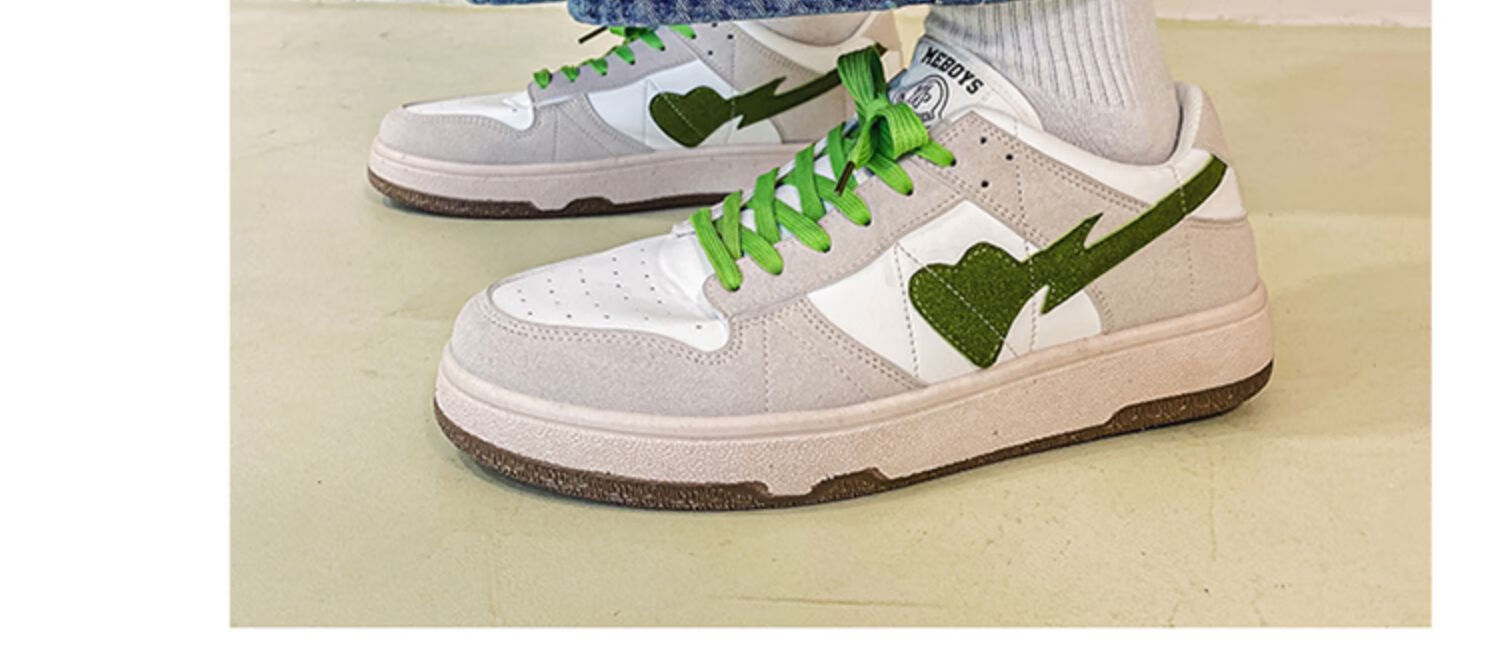 丹娜()男鞋小众设计原创透气运动平板鞋青少年一对复古德训潮鞋 粉绿