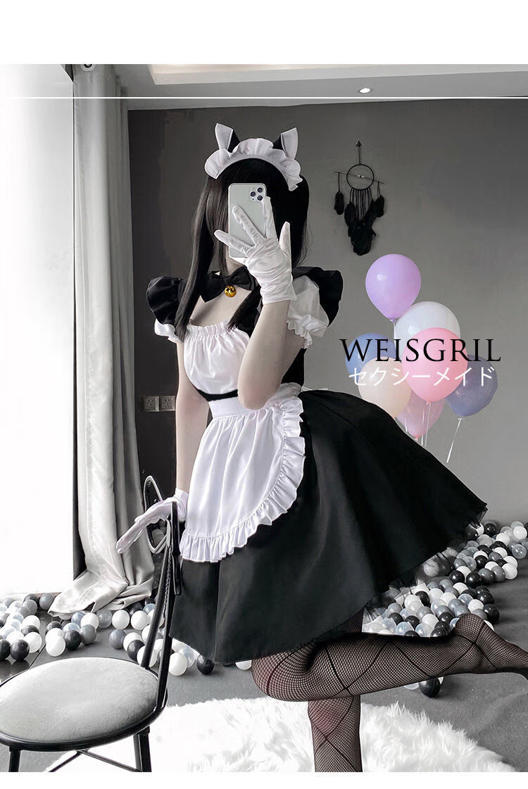 cosplay女仆装制服全套日常洛丽塔连衣裙女泡泡袖小野猫炸街裙子sm