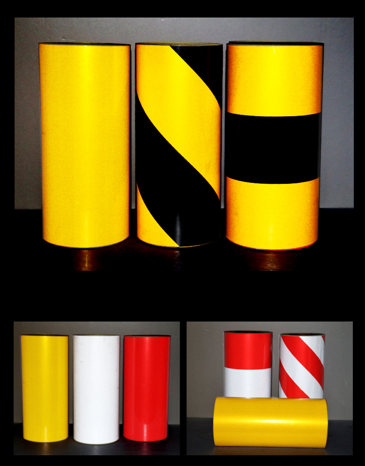 交通反光膜 防撞柱子电线杆 红白黄黑双色斜条纹警示电力标识贴纸 50