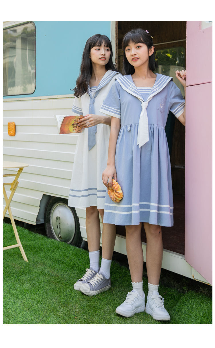夏季迎新少女日系连衣裙闺蜜装衣服女学生韩版宽松裙子夏短袖仙女裙