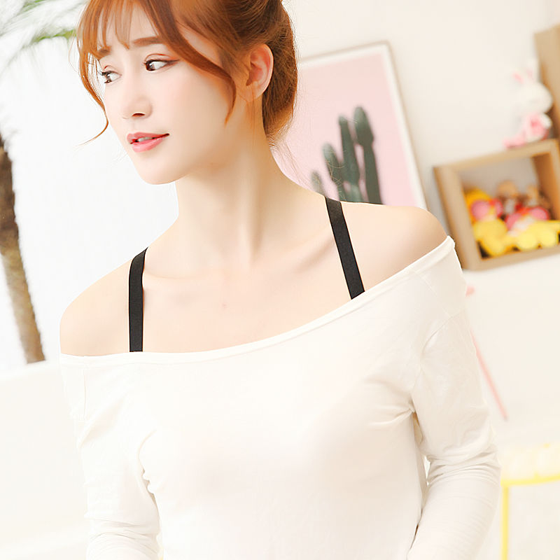百搭经典文胸带交叉肩带配件防滑美背性感隐形内衣带一字领黑色2对