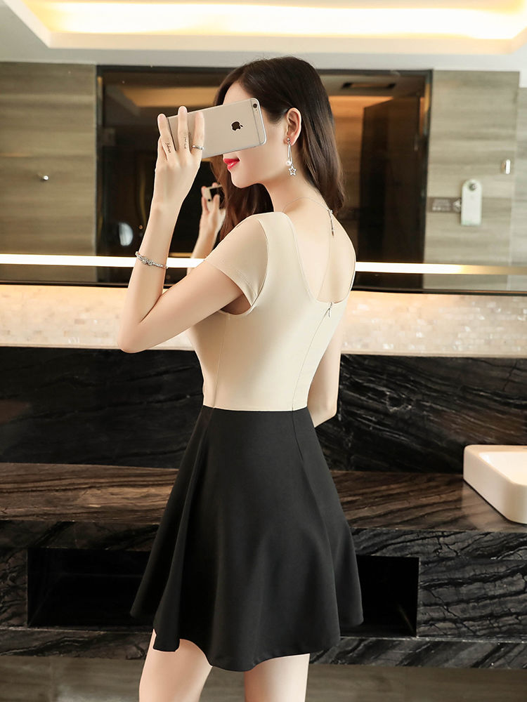 夜店女装性感低胸a字遮肚连衣裙酒吧夜总会深v气质女短裙工服露胸白色