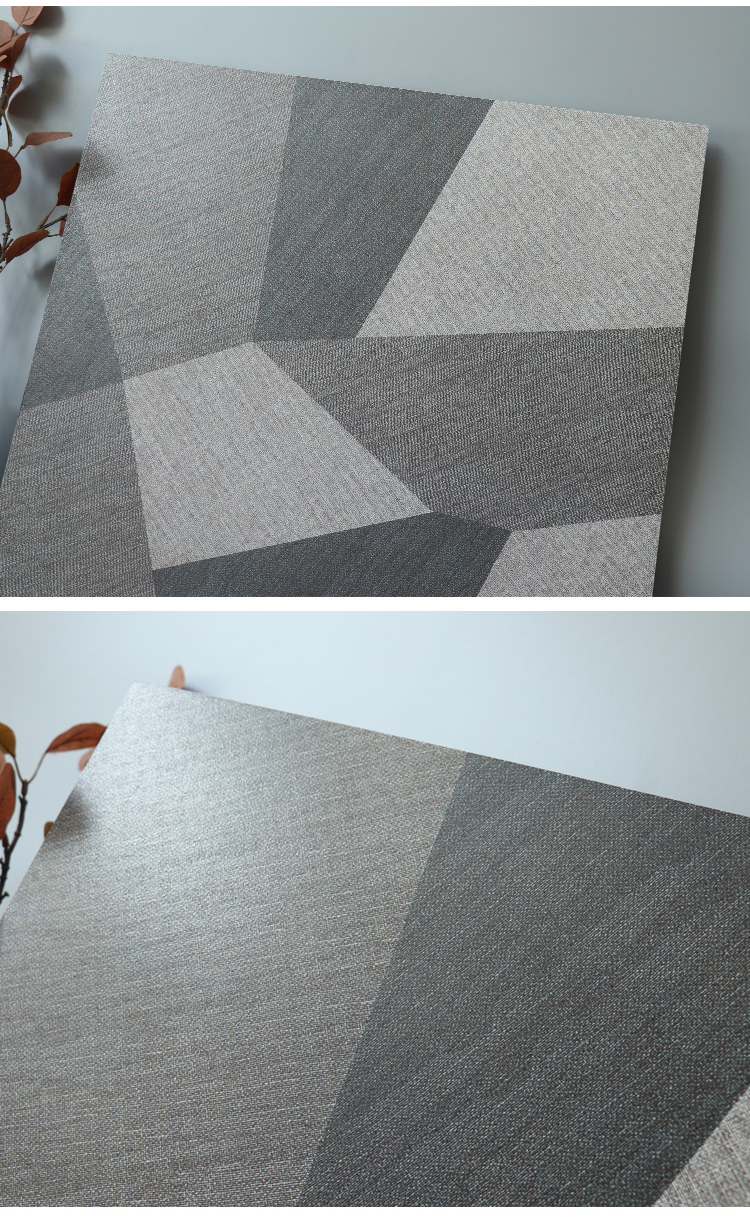 现货闪发地毯砖北欧灰色布纹瓷砖600x600客厅几何拼图地毯砖餐厅商铺