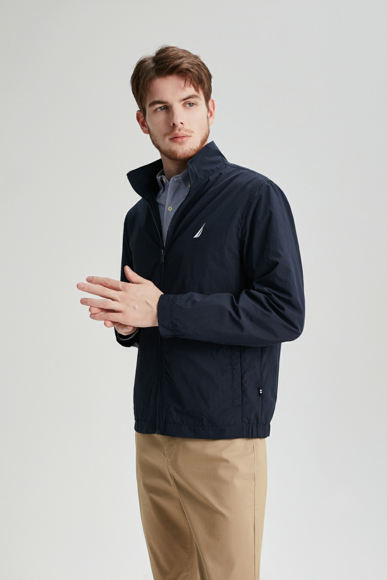 nautica/诺帝卡男装2021春夏男装轻质尼龙休闲立领薄外套jo1112 4nv