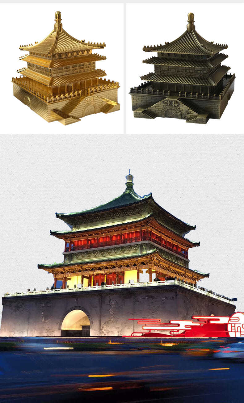 瑾颜(jinyan)西安旅游纪念品特色摆件中国风特色礼品小礼物钟楼摆件