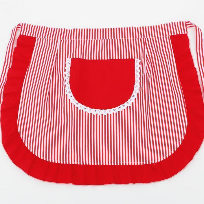 商场同款轻奢围裙厨房防水防油女士蓝花围裙半身围裙女半截短围裙短款