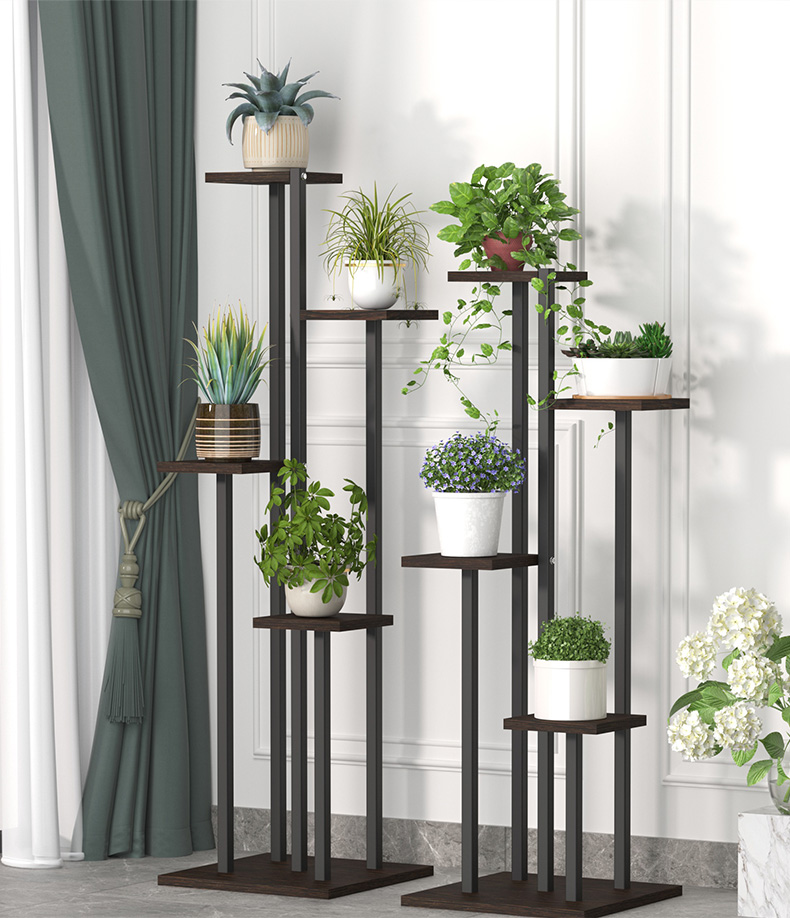 花架 简约室内客厅铁艺花架子阳台落地式实木多层绿萝吊兰花盆植