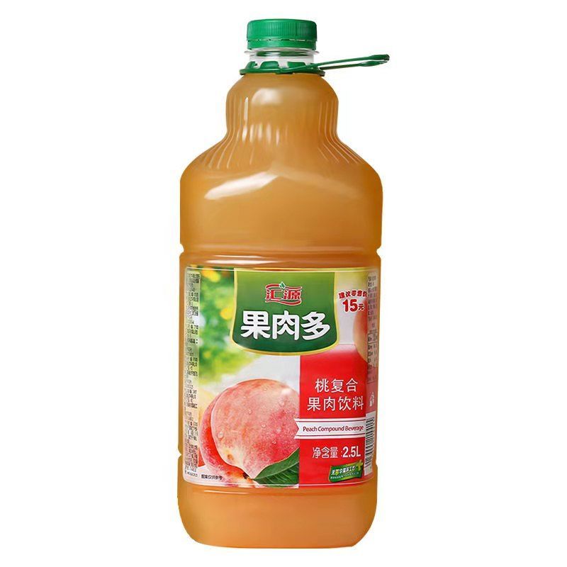 源果肉多果肉多果2.5升1桶桃汁果汁饮料大瓶装1升果汁 6月2.