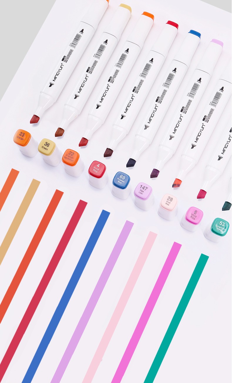 名韵24/36/48/60/80色油性双头马克笔套装学生动漫美术生专用彩色水彩