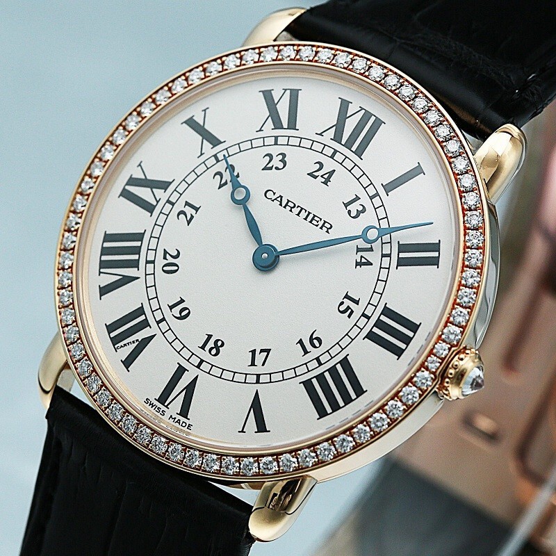 【二手95新】卡地亚/cartier 伦敦系系列18k黄金镶钻手动机械女士腕表