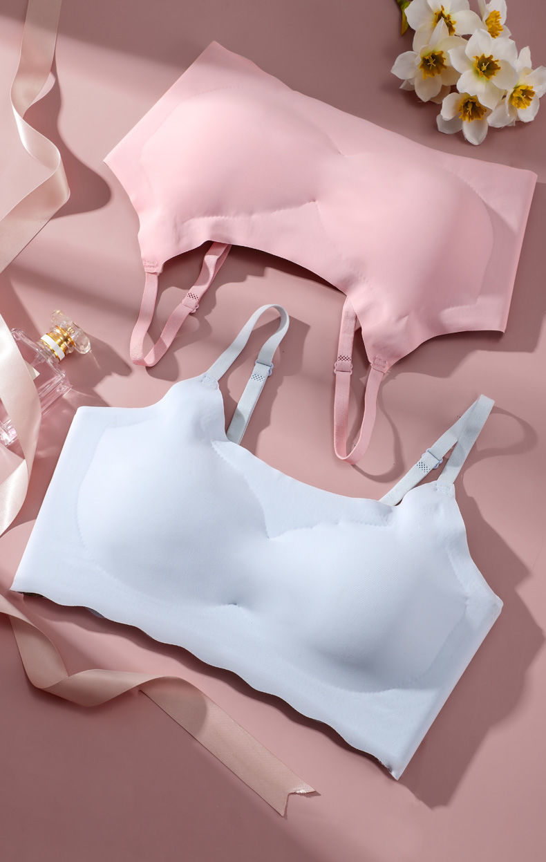 少女文胸南方生活无痕冰丝内衣女学生无钢圈一片式睡眠文胸吊带薄款