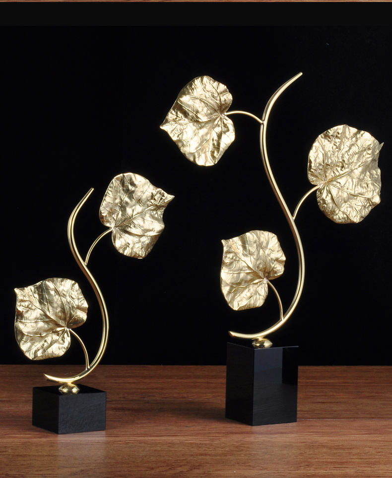 莲善堂全铜银杏叶摆件树叶工艺品家居客厅电视柜卧室装饰品乔迁新居