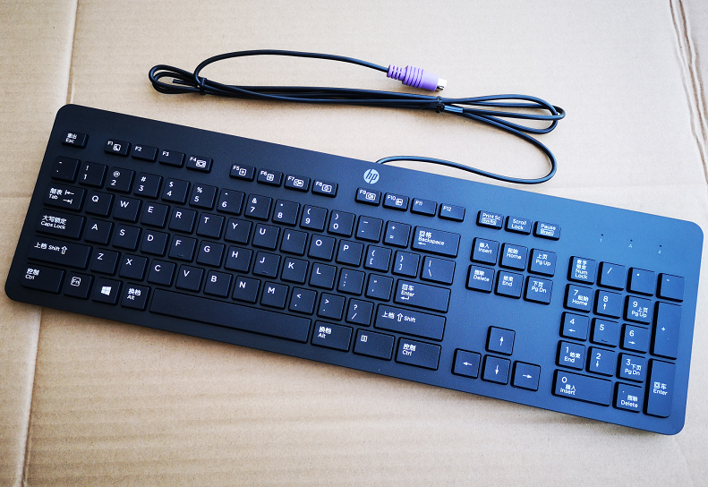 适用全新惠普hp台式电脑ps2接口有线键盘圆孔办公标准黑色键盘黑色单