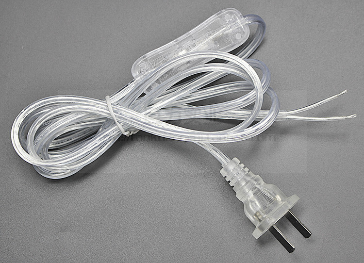 8米透明带304开关电线插头线ac灯具电源线上插头台灯电线2芯 1.