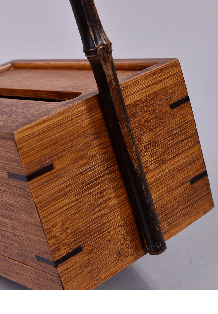 新中式紫竹提抽纸盒竹制纸巾盒客厅家用创意实木抽纸盒中式茶桌禅意