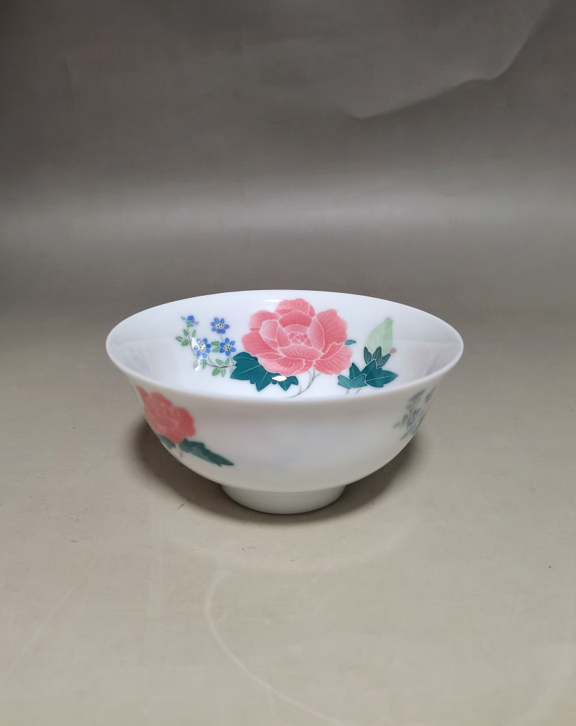 醴陵瓷器 醴陵陶瓷釉下五彩手绘四季花卉毛瓷碗撤柜一级品5寸 饭碗sn